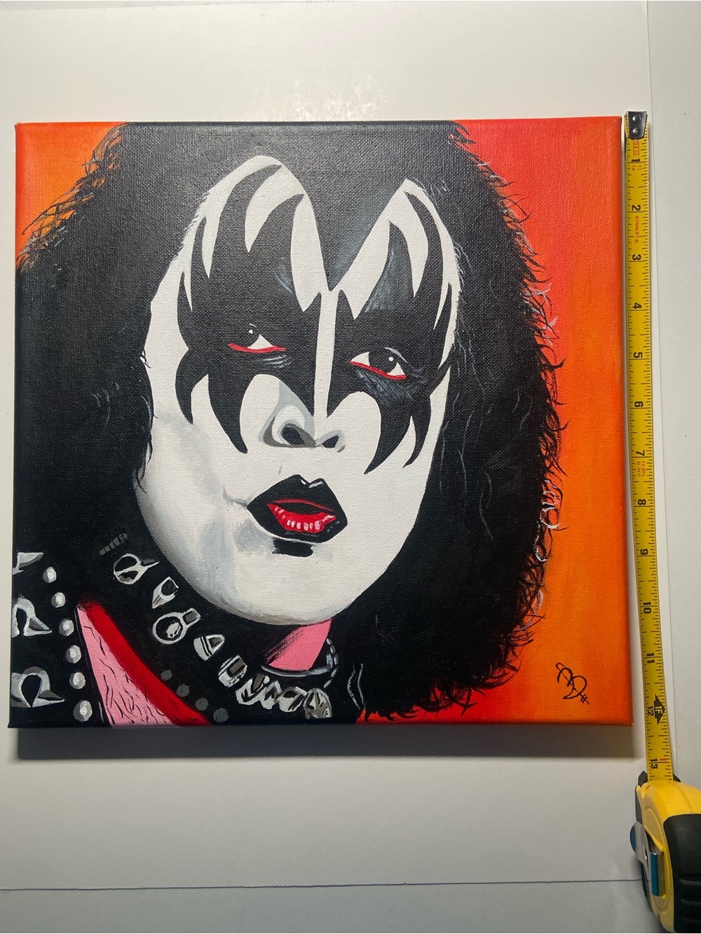 Hand-Painted KISS Gene Simmons "The Demon" Pop Art Canvas 12” x 12”